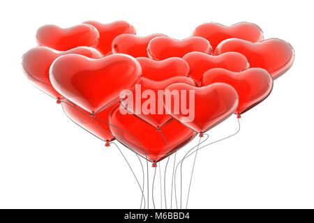 Rotes Herz Luftballons 3D-Rendering Stockfoto