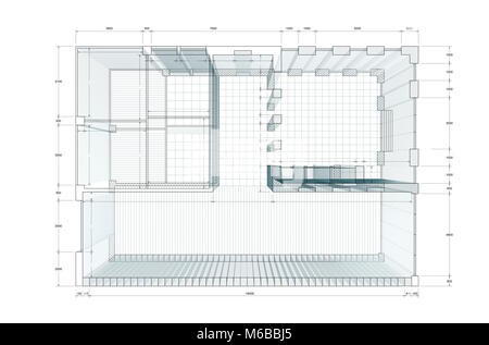 3D-Rendering blueprint Bau Stockfoto