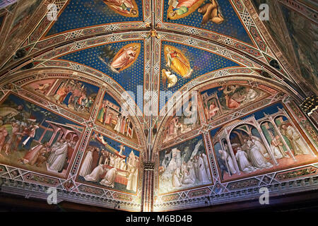 Fresken der Sakristei aus dem Leben des Heiligen Benedikt dating von 1387 und von Benedetto degli Alberti. San Miniato al Monte (St. beauftragt Stockfoto