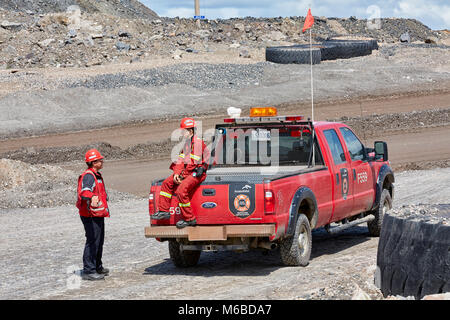 Minenarbeiter ArcelorMittal Mine, Mount Wright (Mount Wright), Fermont, Quebec, Kanada Stockfoto