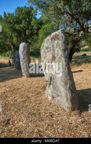 Fotos & Bilder von prähistorischen Kupfer alter Proto anthropomorphen Standing Stone statue Menhire in der biru' e Concas archaeolological Ort, Sorgono, Stockfoto