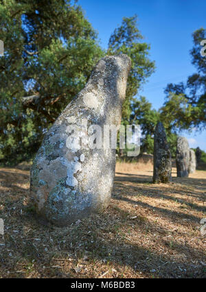 Fotos & Bilder von prähistorischen Kupfer alter Proto anthropomorphen Standing Stone statue Menhire in der biru' e Concas archaeolological Ort, Sorgono, Stockfoto