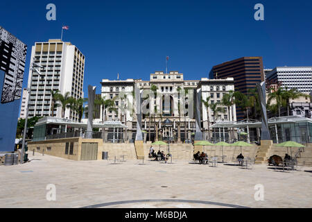 Horton Plaza und Einkaufszentrum in der Innenstadt von San Diego. Stockfoto