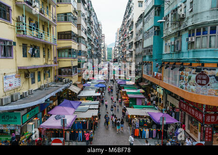 Belebten Marktes in Mong Kok, Kowloon, Hong Kong Stockfoto