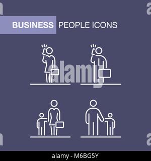 Geschäftsleute Icons Set einfache Linie flache Abbildung. Stock Vektor
