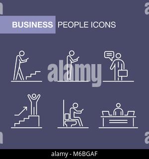 Geschäftsleute Icons Set einfache Linie flache Abbildung. Stock Vektor