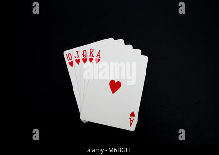 Royal Flush Spielkarten Poker Hand Stockfoto