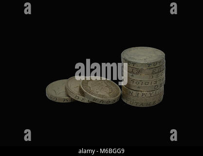 Old Style Pfund Münzen Stockfoto