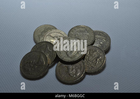Old Style Pfund Münzen Stockfoto