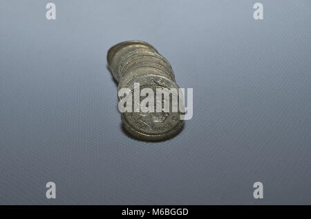 Old Style Pfund Münzen Stockfoto