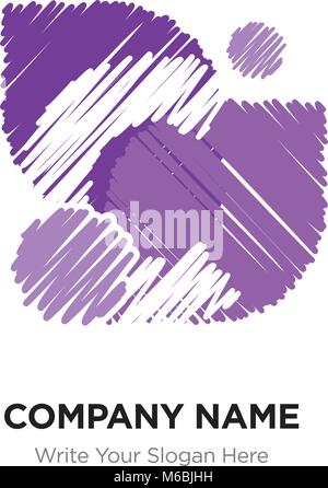 C Schreiben Logo mit Vintage Grunge Design. Zerstörte Zeichnung elegante Schreiben Symbol Vektor, abstrakte Alphabet Schriftzug auf lila Hintergrund. Stock Vektor