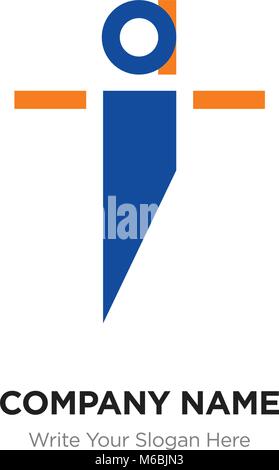 Abstrakte Buchstaben ai ia Logo Design vorlage, Alphabet Buchstaben Name des Unternehmens Konzept. Flache dünne Liniensegmente, blau und y Stock Vektor