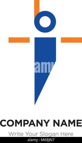 Abstrakte Buchstaben bi-ib-Logo Design Template, Alphabet Buchstaben Name des Unternehmens Konzept. Flache dünne Liniensegmente, blau und y Stock Vektor