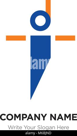 Abstrakte Buchstaben di id-Logo Design Template, Alphabet Buchstaben Name des Unternehmens Konzept. Flache dünne Liniensegmente, blau und y Stock Vektor