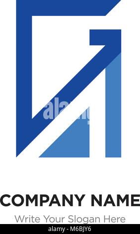 Abstrakte Buchstaben GA, AG Logo Design vorlage, blau Alphabet Buchstaben Name des Unternehmens Konzept. Flache dünne Linie Segmente miteinander verbunden Stock Vektor