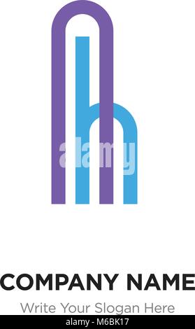 Ah oder hA Schreiben Logo mit Blau und Lila Linie Elemente. Abstrakte geometrische Design, elegante Alphabet Schriftzug. Stock Vektor