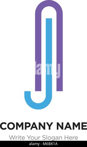 Aj oder jA Schreiben Logo mit Blau und Lila Linie Elemente. Abstrakte geometrische Design, elegante Alphabet Schriftzug. Stock Vektor