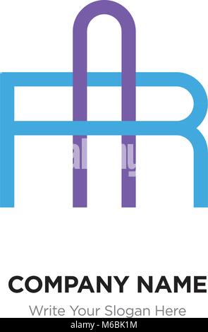 AR oder RA Schreiben Logo mit Blau und Lila Linie Elemente. Abstrakte geometrische Design, elegante Alphabet Schriftzug. Stock Vektor