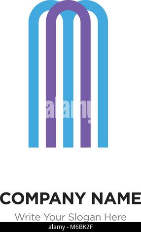 Bin oder MA Schreiben Logo mit Blau und Lila Linie Elemente. Abstrakte geometrische Design, elegante Alphabet Schriftzug. Stock Vektor