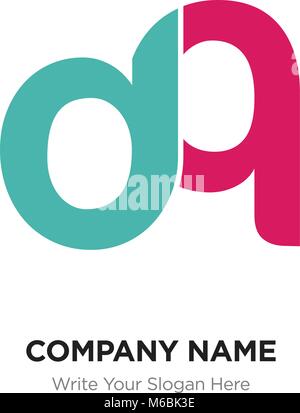 Zusammenfassung schreiben dq, qd Logo Design vorlage, Grün & Rot Alphabet Buchstaben Name des Unternehmens Konzept. Flache dünne Liniensegmente zu jedem Othe angeschlossen Stock Vektor