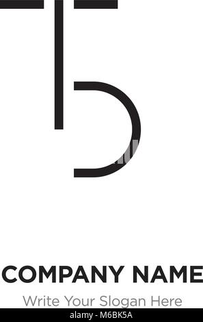 Abstrakte Buchstaben BT, TB Logo Design vorlage, Schwarz Alphabet Buchstaben Name des Unternehmens Konzept. Flache dünne Linie Segmente miteinander verbunden Stock Vektor