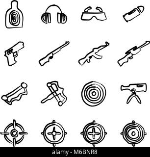 Schießstand Symbole Freehand Stock Vektor