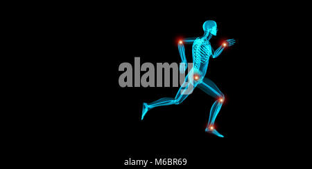 Künstlerische 3D Abbildung: Ein Jogger in Schmerz in seiner Gelenke Stockfoto