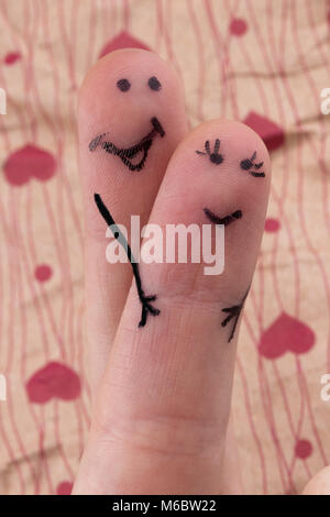 Malte happy Finger smiley in der Liebe Valentinstag. Stockfoto