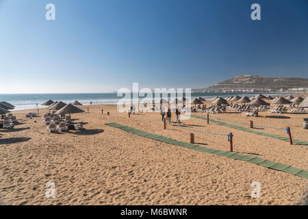 Dem Strand in Agadir, Königreich Marokko, Afrika | am Strand von Agadir, Königreich Marokko, Afrika Stockfoto