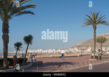 Promenade und Strand in Agadir, Königreich Marokko, Afrika | Promenade und der Strand in Agadir, Königreich Marokko, Afrika Stockfoto