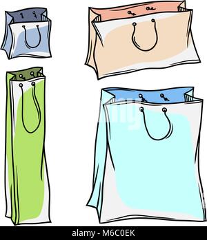 Satz farbiger Vektor Papier Einkaufstüten Stock Vektor