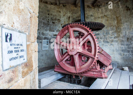 Innenleben der Windmühle bei Betty's Hope historischen Zuckerrohrplantage, Antigua Stockfoto