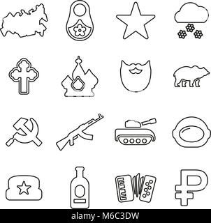 Russland Land & Kultur Symbole dünne Linie Vektor Abbildung Stock Vektor