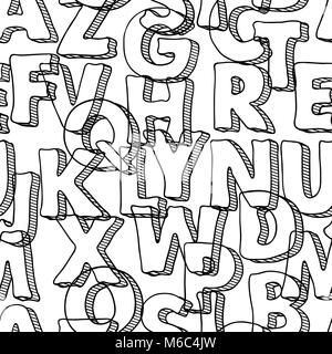 Schwarz nahtlose Muster mit Buchstaben des Alphabets Stock Vektor