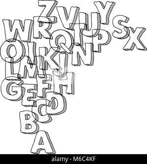 Schwarz Vektor bacground mit Buchstaben des Alphabets Stock Vektor