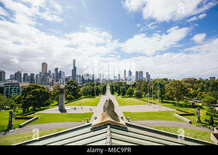 Sicht der Schuß von der Schrein der Erinnerung, Melbourne. Stockfoto