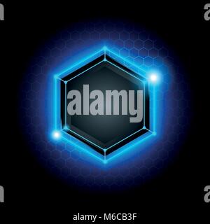 Vector Illustration blau abstrakten modernen Metal cyber Technologie Hintergrund mit poly Hexagon Muster und blaues Licht Stock Vektor