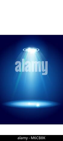 Vector Illustration Bühne mit Magic Strahler mit blauen Strahlen und Leuchtende Stock Vektor