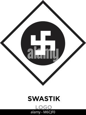 Schwarz swastik Logo, Hinduismus religion Zeichen, indische Hakenkreuz Symbol auf weißem Hintergrund Stock Vektor