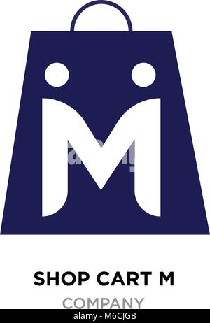 Warenkorb m Schreiben logo, blau Warenkorb Symbol Stock Vektor