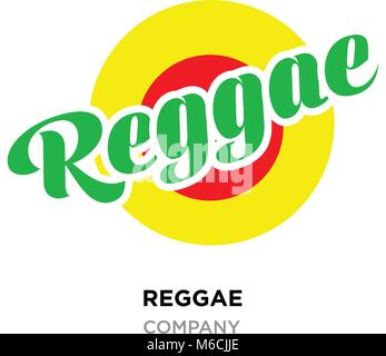 Reggae-Logo, grüne reggae Label für abgerundete gelb rot Hintergrund isoliert Stock Vektor