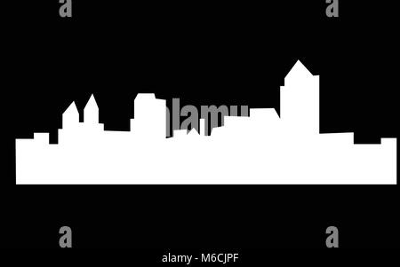 Weiß Cincinnati skyline Silhouette auf schwarzem Hintergrund Stock Vektor