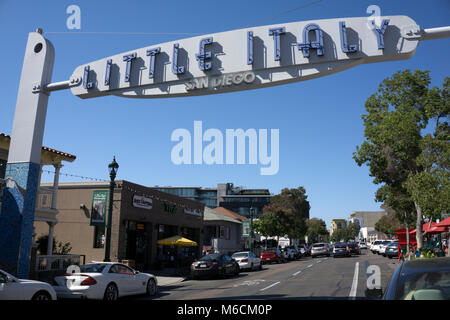 Das berühmte Zeichen in Little Italy San Diego Stockfoto