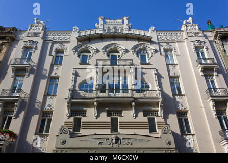 Fassade eines Art nouveau Palace in Riga, Lettland Stockfoto