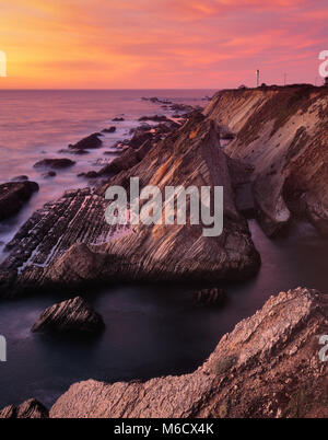 Sonnenuntergang, Point Arena Leuchtturm, Mendocino County, Kalifornien Stockfoto