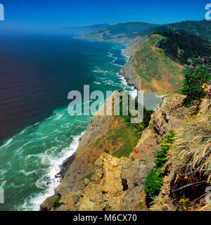 Küste oben Wheeler Strand, Hafen, Sinkyone Wilderness State Park, Lost Coast, Mendocino County, Kalifornien Stockfoto
