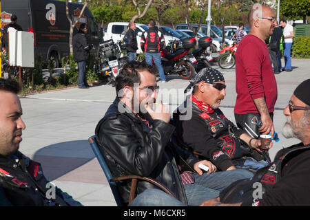 Antalya, Türkei - 21. Mai 2017: Antalya, Harley Davidson Motor Konvois auf der Straße. Festival name ist Antalya Rallye, Demogerät. Stockfoto
