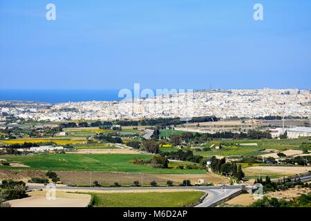 Ansicht mit Blick auf die Zitadelle von Mosta, Mdina, Malta, Europa. Stockfoto