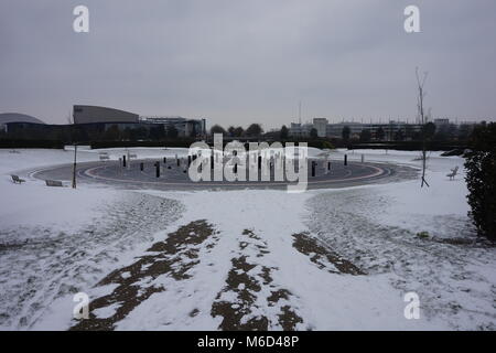 Great Linford, Milton Keynes, UK. 2. März, 2018. Schnee am MK stieg in Milton Keynes, 2. März 2018. Quelle: Martin Smith/Alamy leben Nachrichten Stockfoto