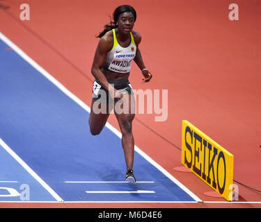 Birmingham, Großbritannien. 2. März, 2018. Birmingham, Großbritannien. 02 Mär, 2018. Yasmin Kwadwo (GBR) in 60 Frauen m während der IAAF World Indoor Championships im Arena Birmingham am Freitag, den 02. März 2018. BIRMINGHAM, ENGLAND. Credit: Taka G Wu Kredit Kredit: Taka Wu/Alamy leben Nachrichten Stockfoto